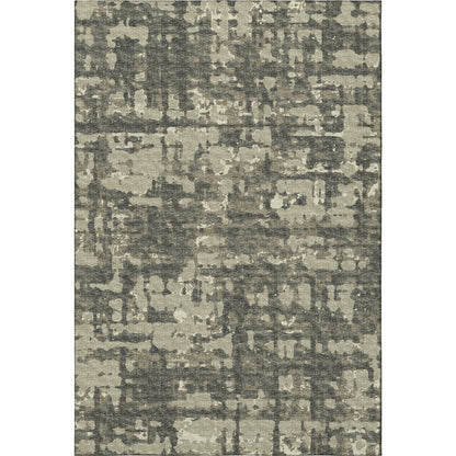 3' X 5' Brown And Beige Abstract Washable Area Rug With UV Protection-3