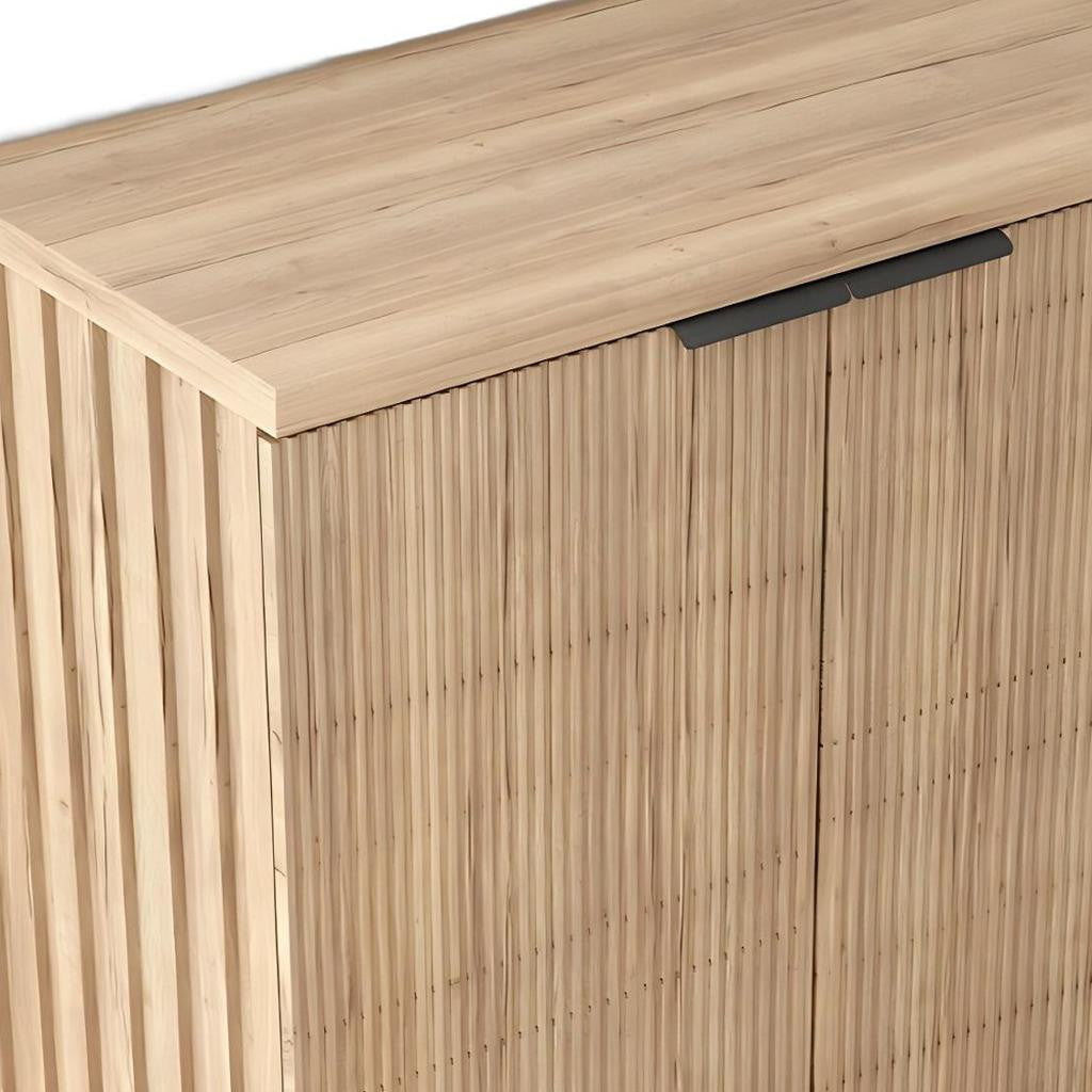 35" Oak Wood Textured Door Accent Cabinet With Two Doors-2