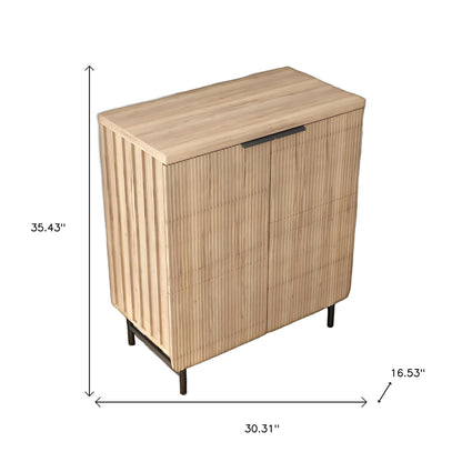 35" Oak Wood Textured Door Accent Cabinet With Two Doors-7