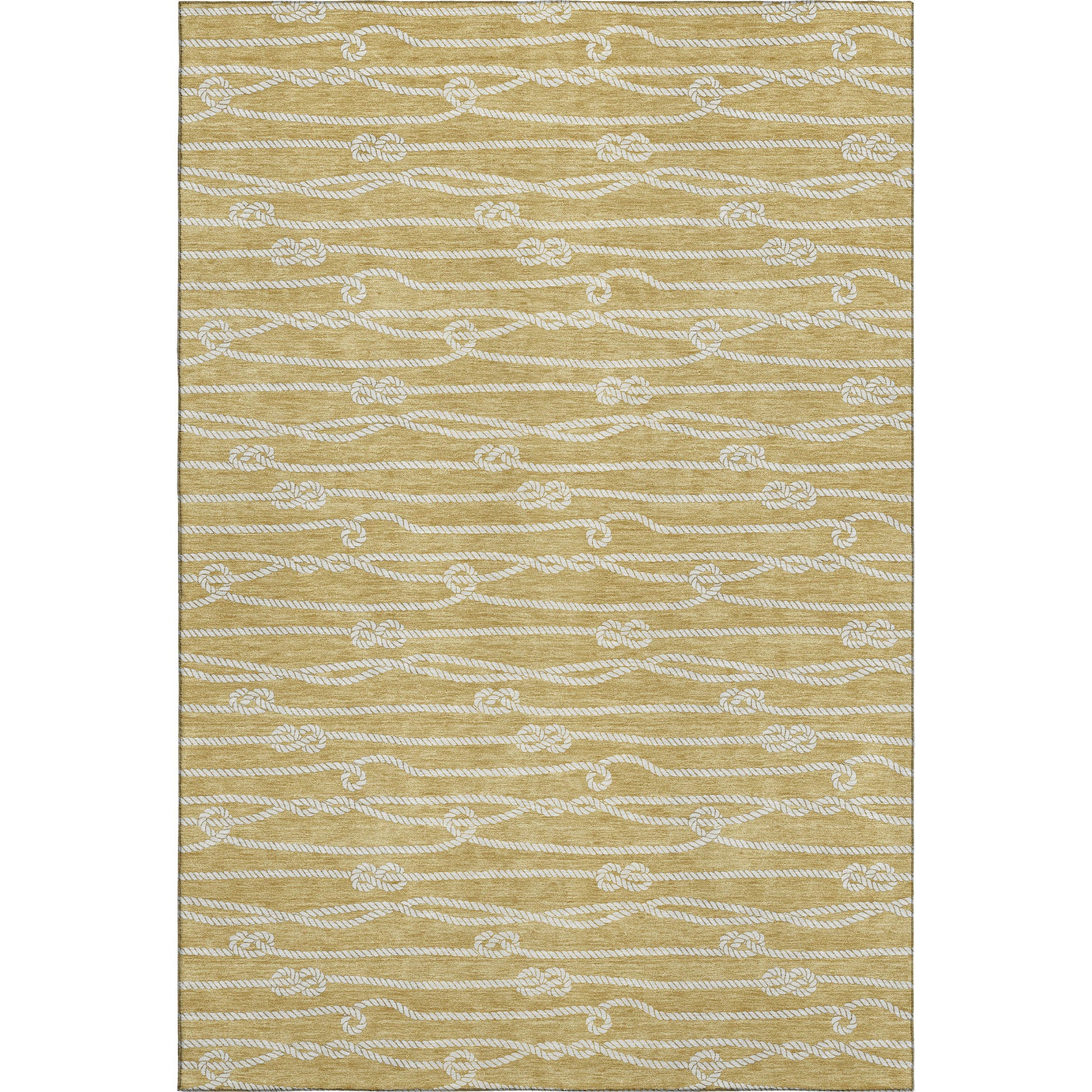 8' X 10' Gold And Ivory Nautical Washable Area Rug With UV Protection-0