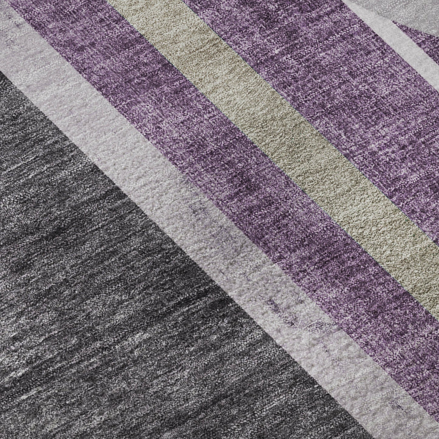 8' Purple And Khaki Geometric Washable Round Rug With UV Protection-8