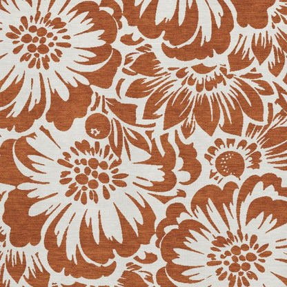 5' X 8' Rust And Ivory Floral Washable Area Rug With UV Protection-3