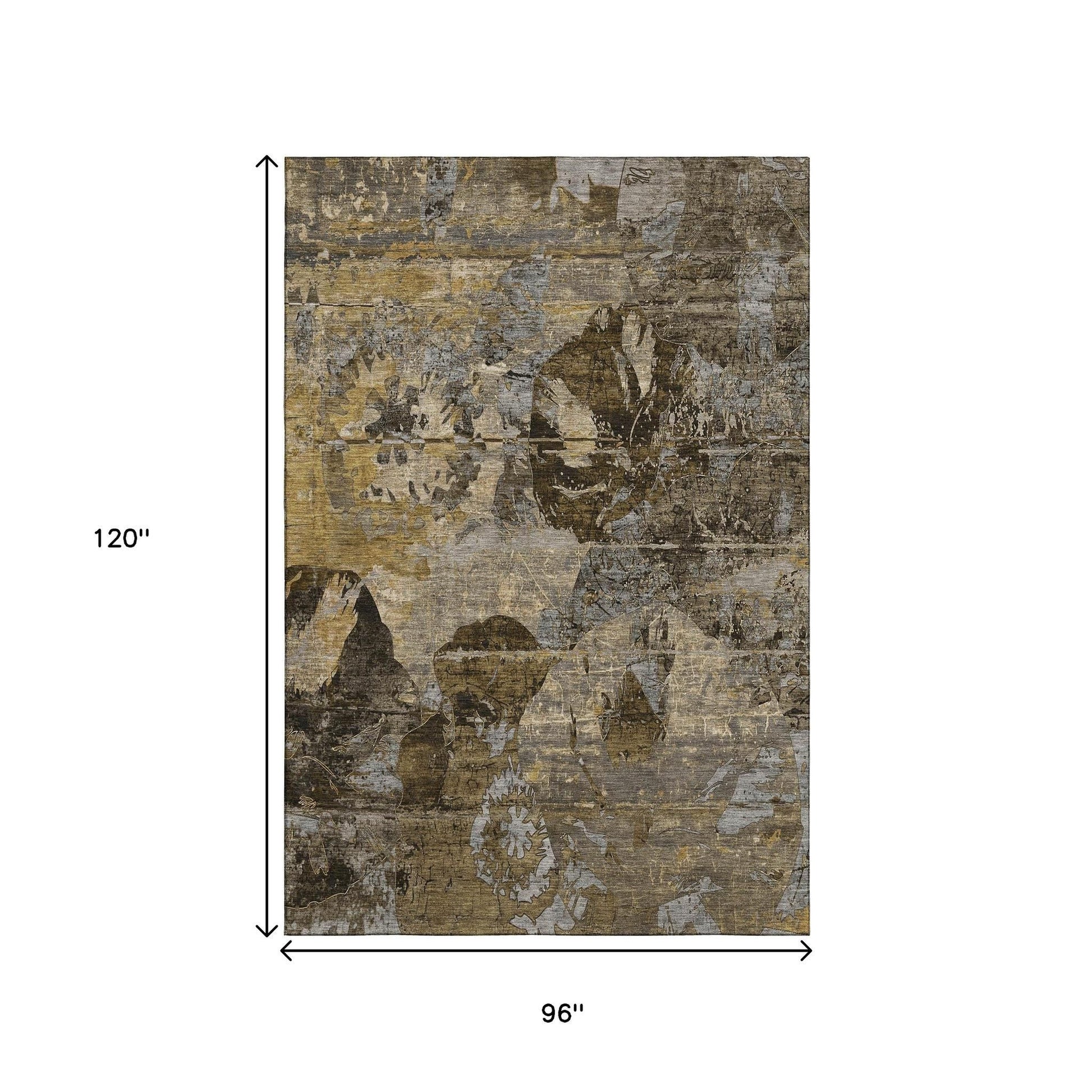8' X 10' Coffee And Gray Abstract Washable Area Rug With UV Protection-2