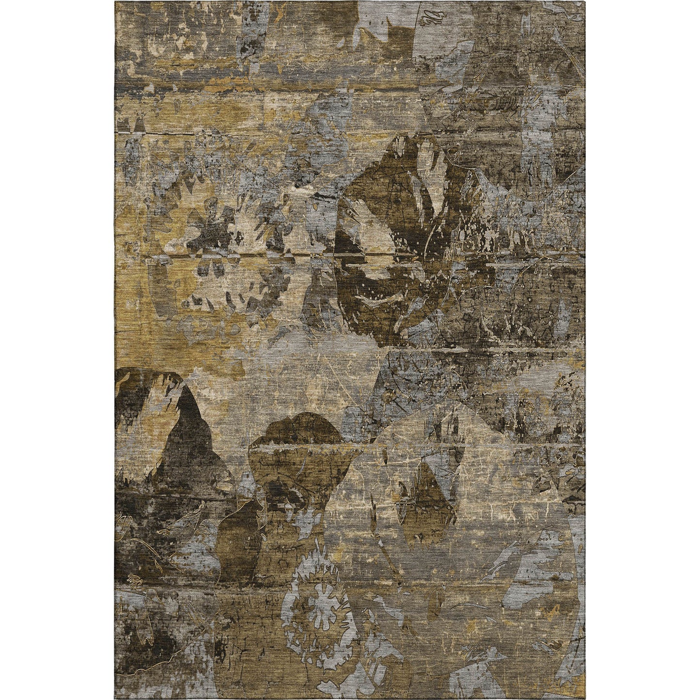 8' X 10' Coffee And Gray Abstract Washable Area Rug With UV Protection-1