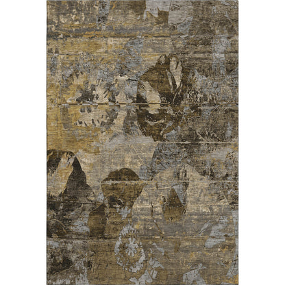 8' X 10' Coffee And Gray Abstract Washable Area Rug With UV Protection-1