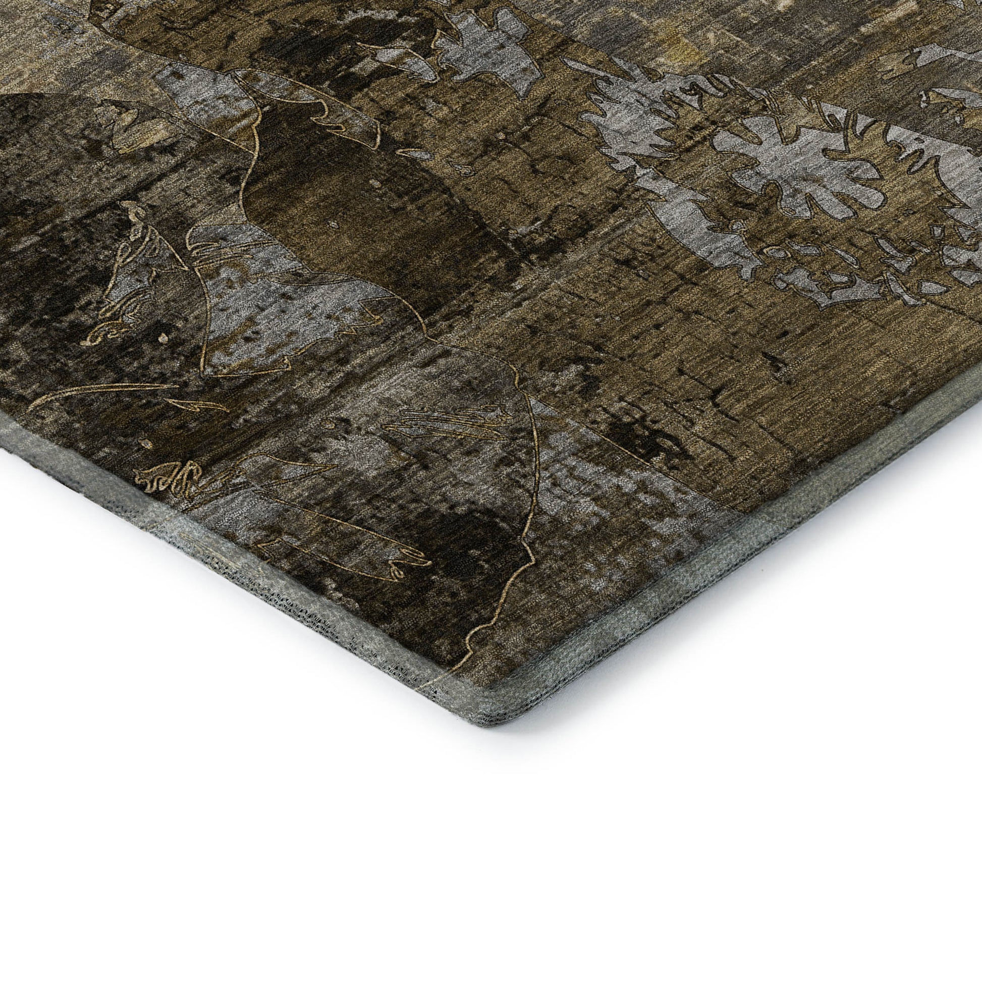 8' X 10' Coffee And Gray Abstract Washable Area Rug With UV Protection-8