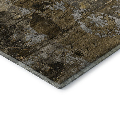 8' X 10' Coffee And Gray Abstract Washable Area Rug With UV Protection-8