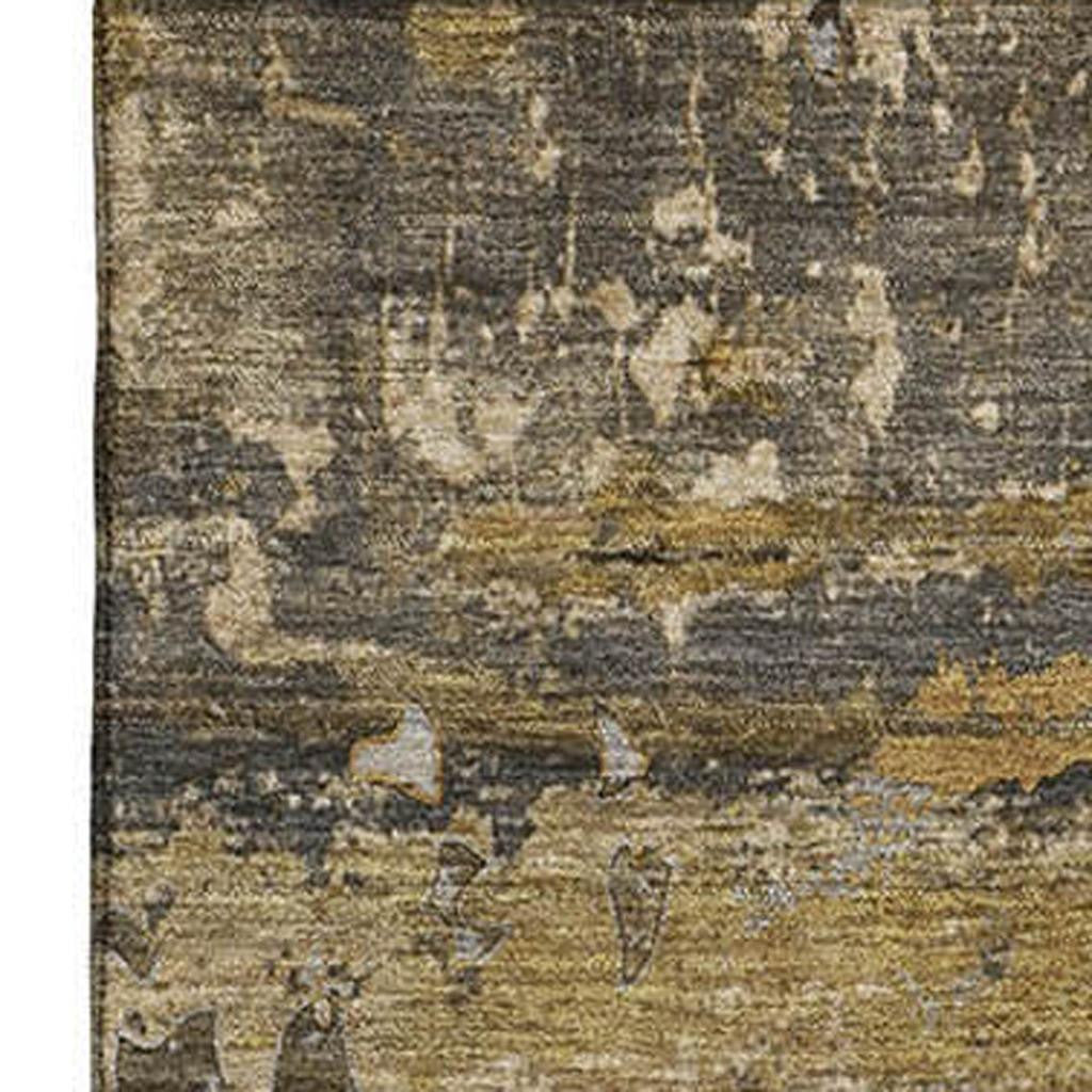 8' X 10' Coffee And Gray Abstract Washable Area Rug With UV Protection-4