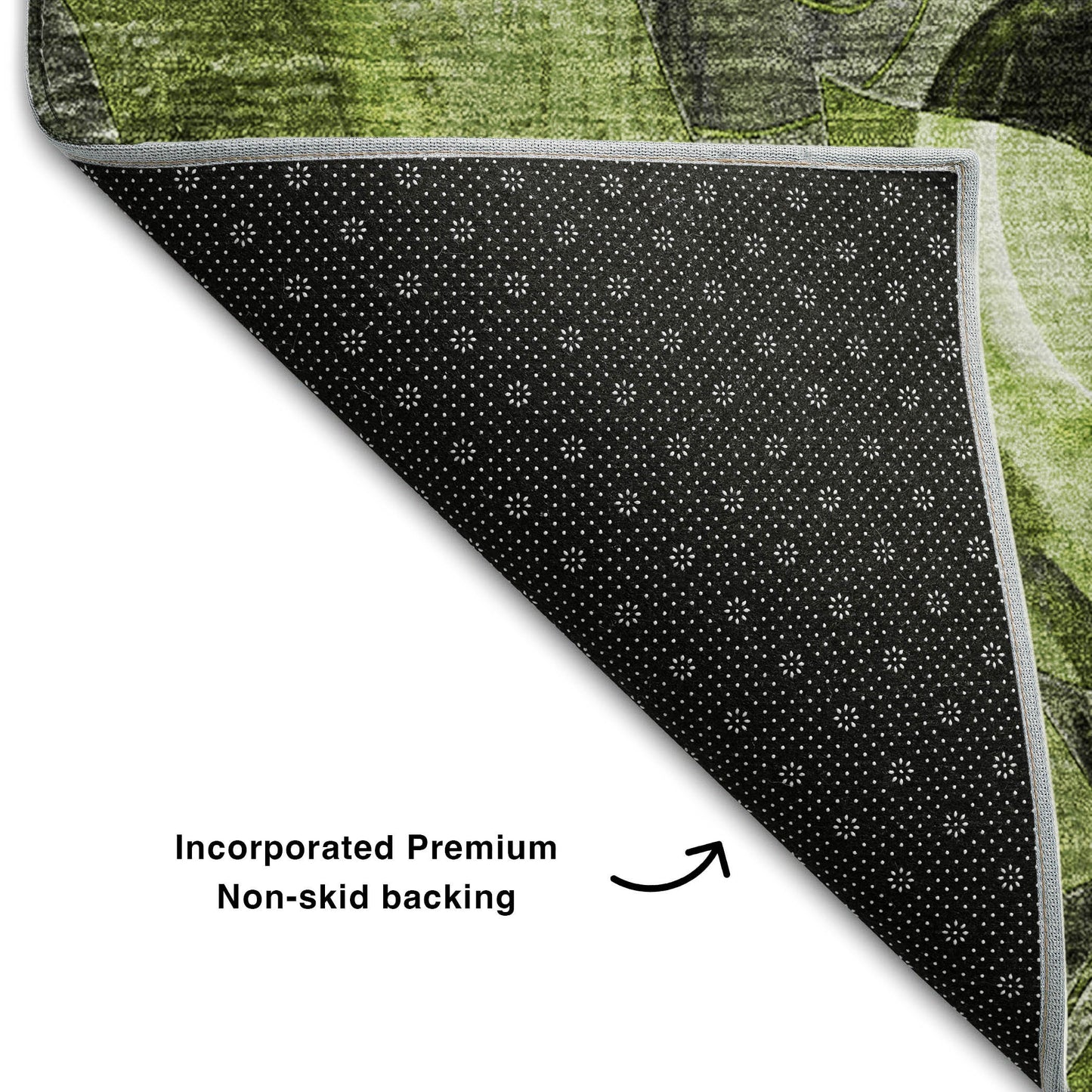 8' X 10' Fern Green And Gray Floral Washable Area Rug With UV Protection-7