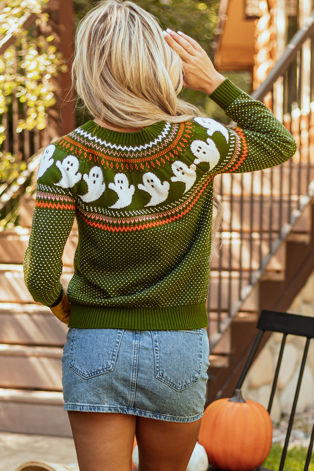 Kaylee Halloween Ghost Pattern Sweater-1