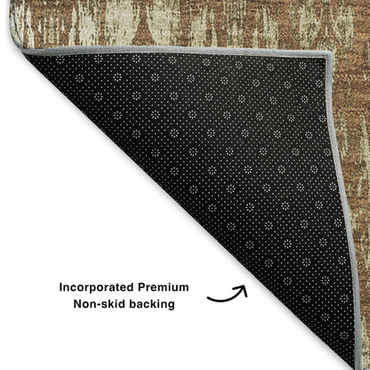 5' X 8' Chili Red And Beige Moroccan Washable Area Rug With UV Protection-5