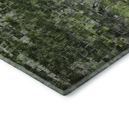 9' X 12' Green And Gray Abstract Washable Area Rug With UV Protection-8