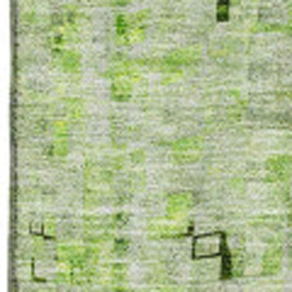 9' X 12' Green And Gray Abstract Washable Area Rug With UV Protection-3