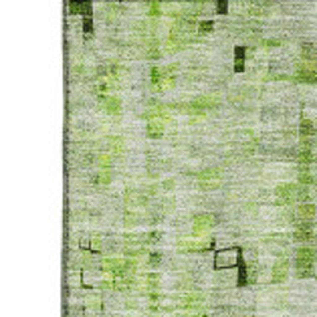 9' X 12' Green And Gray Abstract Washable Area Rug With UV Protection-4