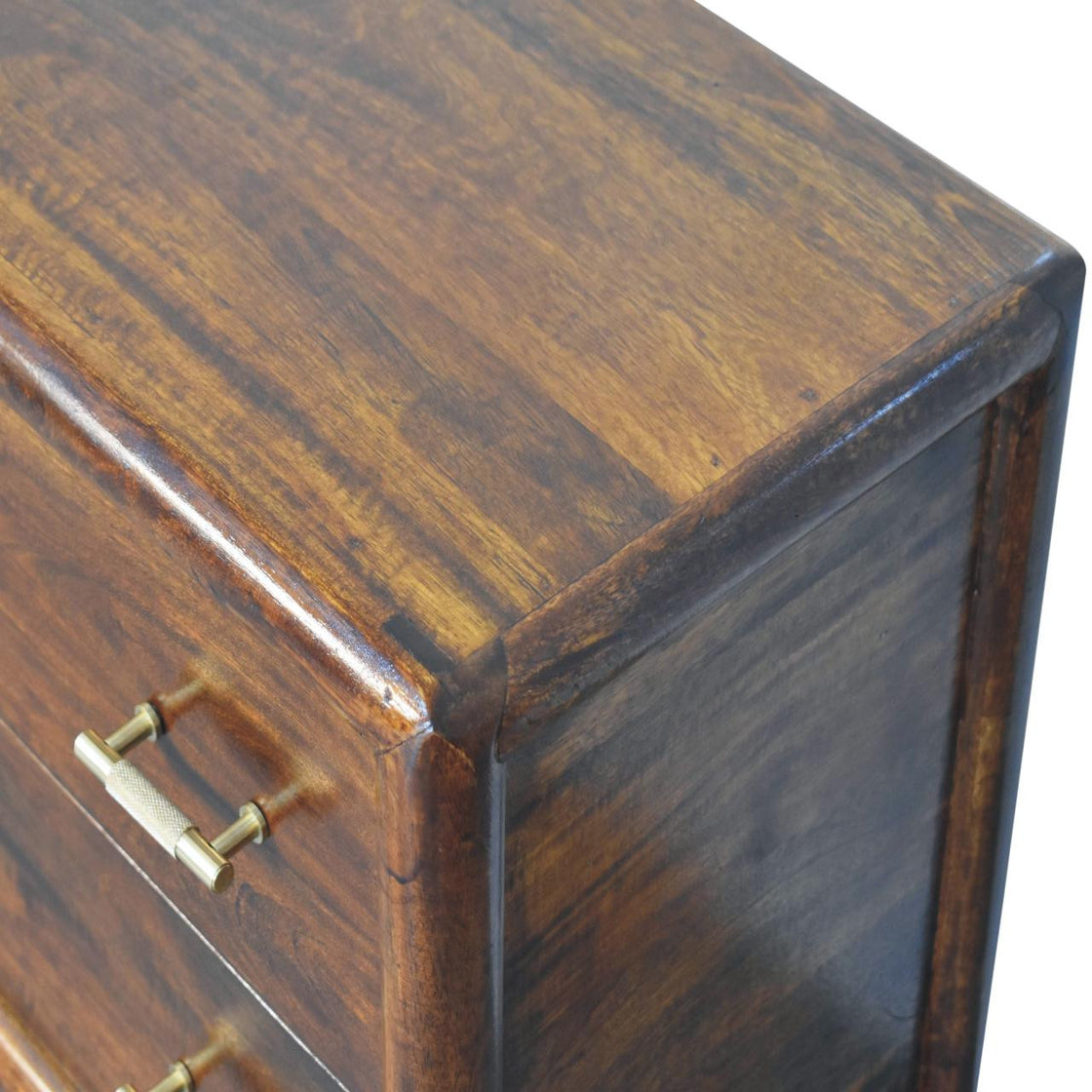 32" Brown Solid Wood Two Drawer Nightstand With Leather Shelf-8