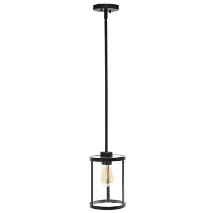 Black Cylinder Iron Ceiling Light With Black Shades-1