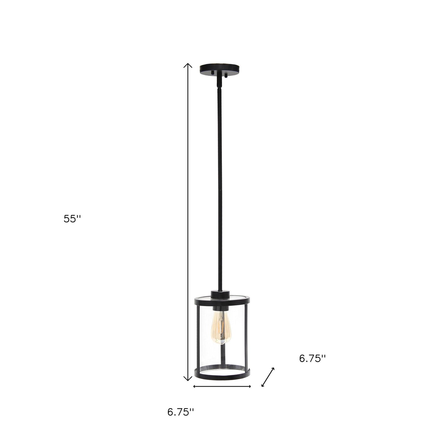 Black Cylinder Iron Ceiling Light With Black Shades-4