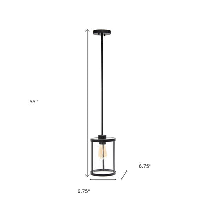 Black Cylinder Iron Ceiling Light With Black Shades-4