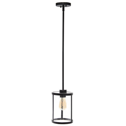 Black Cylinder Iron Ceiling Light With Black Shades-2