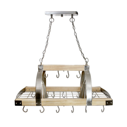 Brown And Silver Kitchen Island Two Light Metal Ceiling Light-2