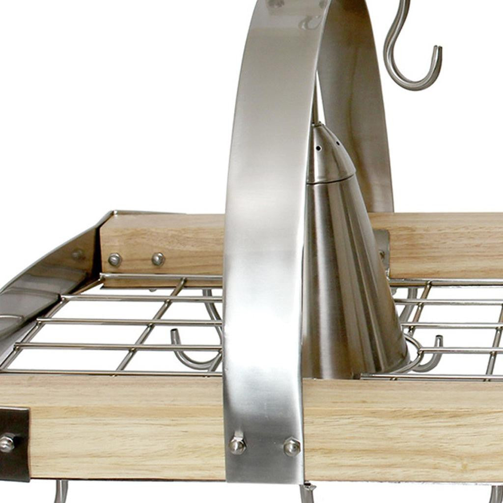 Brown And Silver Kitchen Island Two Light Metal Ceiling Light-3