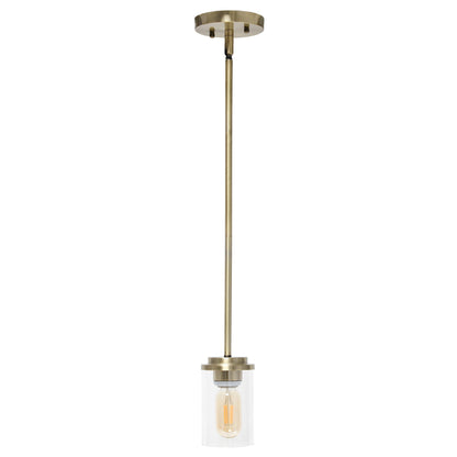 Antiqued Brass And Clear Cylinder Iron Ceiling Light With Clear Shades-2