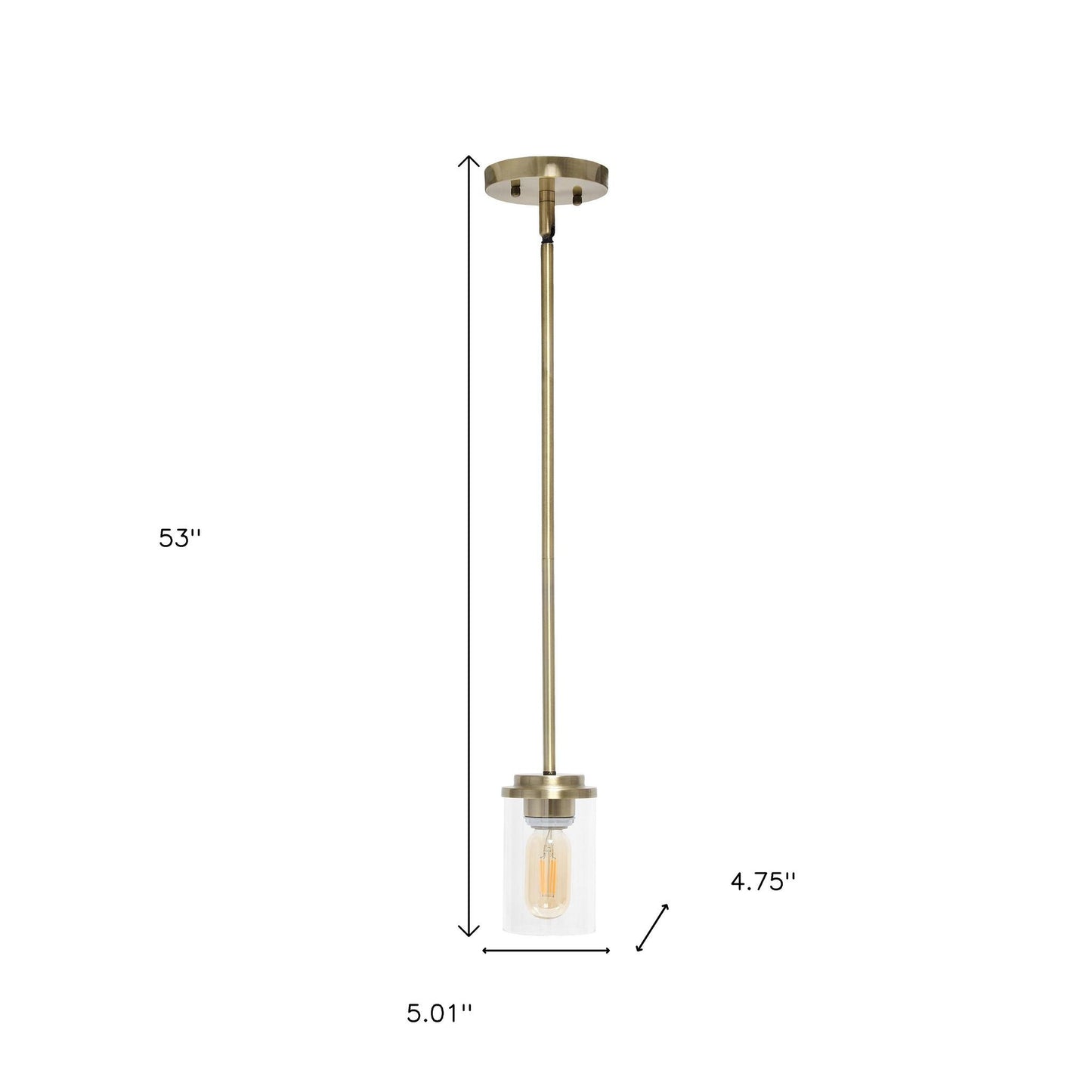 Antiqued Brass And Clear Cylinder Iron Ceiling Light With Clear Shades-4