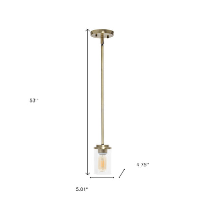 Antiqued Brass And Clear Cylinder Iron Ceiling Light With Clear Shades-4