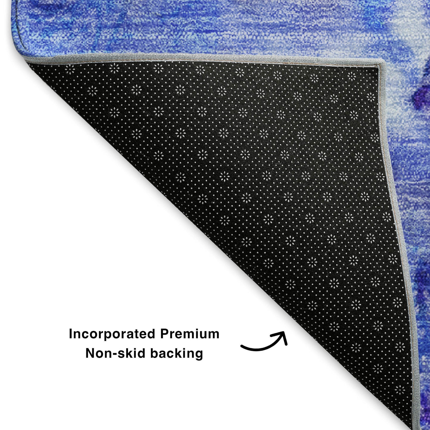 8' Blue Purple And Ivory Abstract Washable Round Rug With UV Protection-5