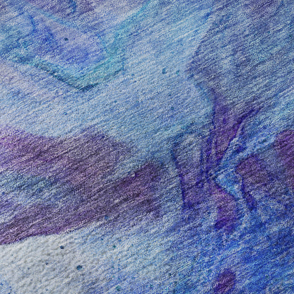 8' Blue Purple And Ivory Abstract Washable Round Rug With UV Protection-7