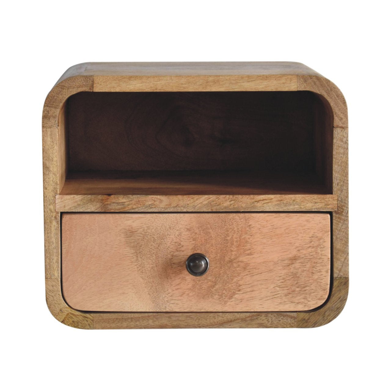 12" Oak Solid Wood One Drawer Floating Nightstand-1
