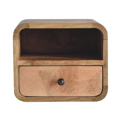 12" Oak Solid Wood One Drawer Floating Nightstand-1