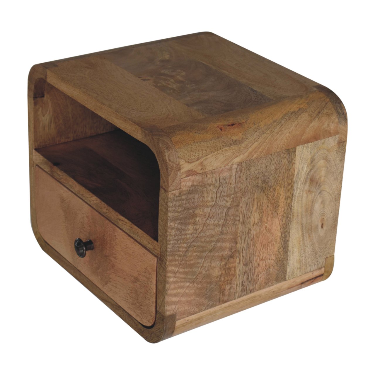 12" Oak Solid Wood One Drawer Floating Nightstand-2