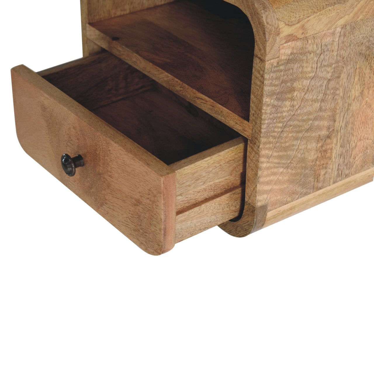 12" Oak Solid Wood One Drawer Floating Nightstand-5