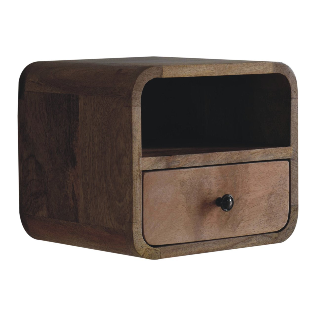 12" Oak Solid Wood One Drawer Floating Nightstand-3