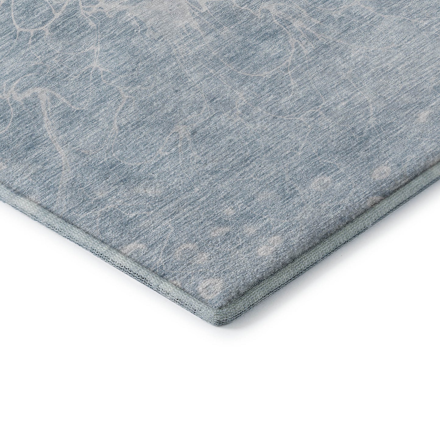 8' Sky Blue And Ivory Abstract Washable Round Rug With UV Protection-7