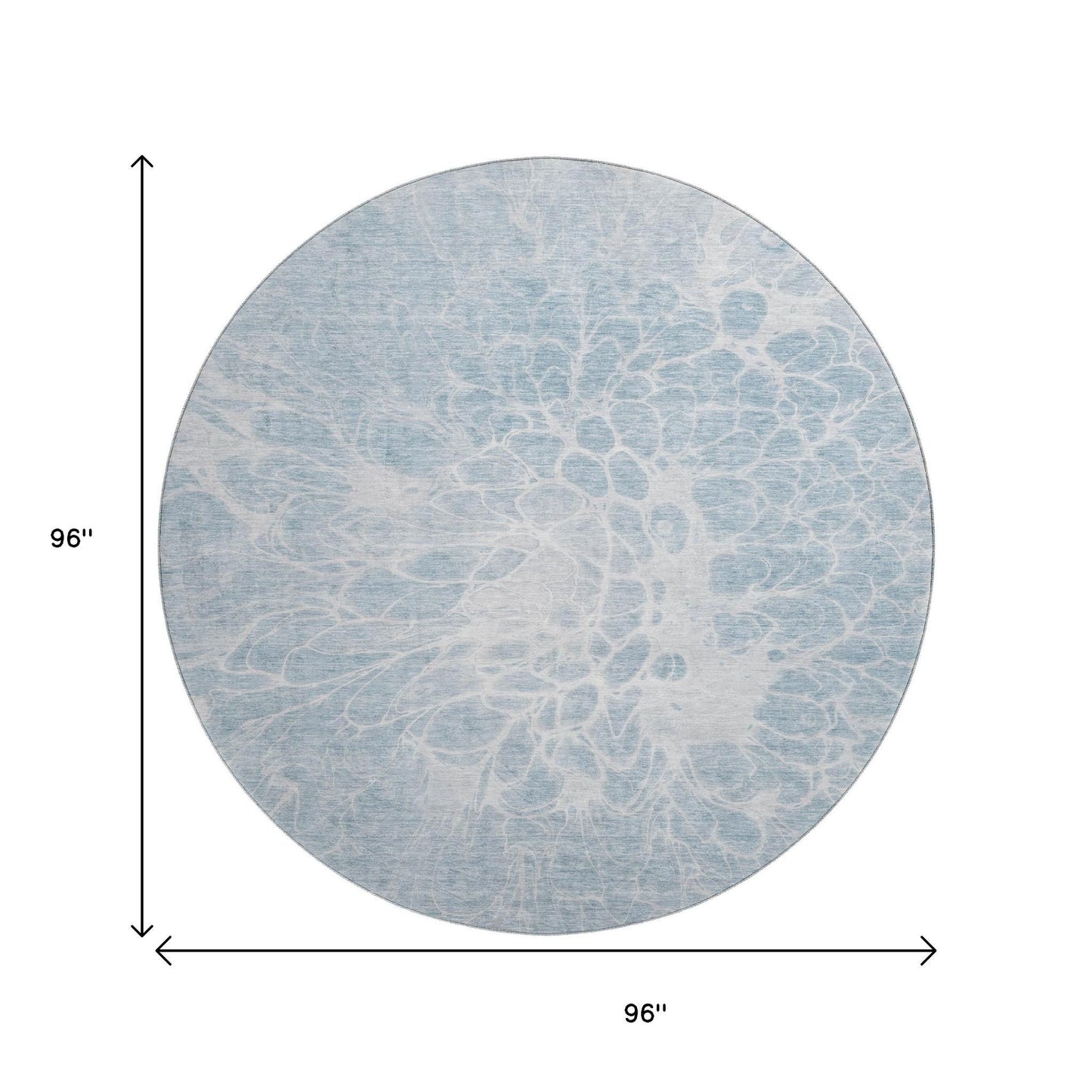 8' Sky Blue And Ivory Abstract Washable Round Rug With UV Protection-2