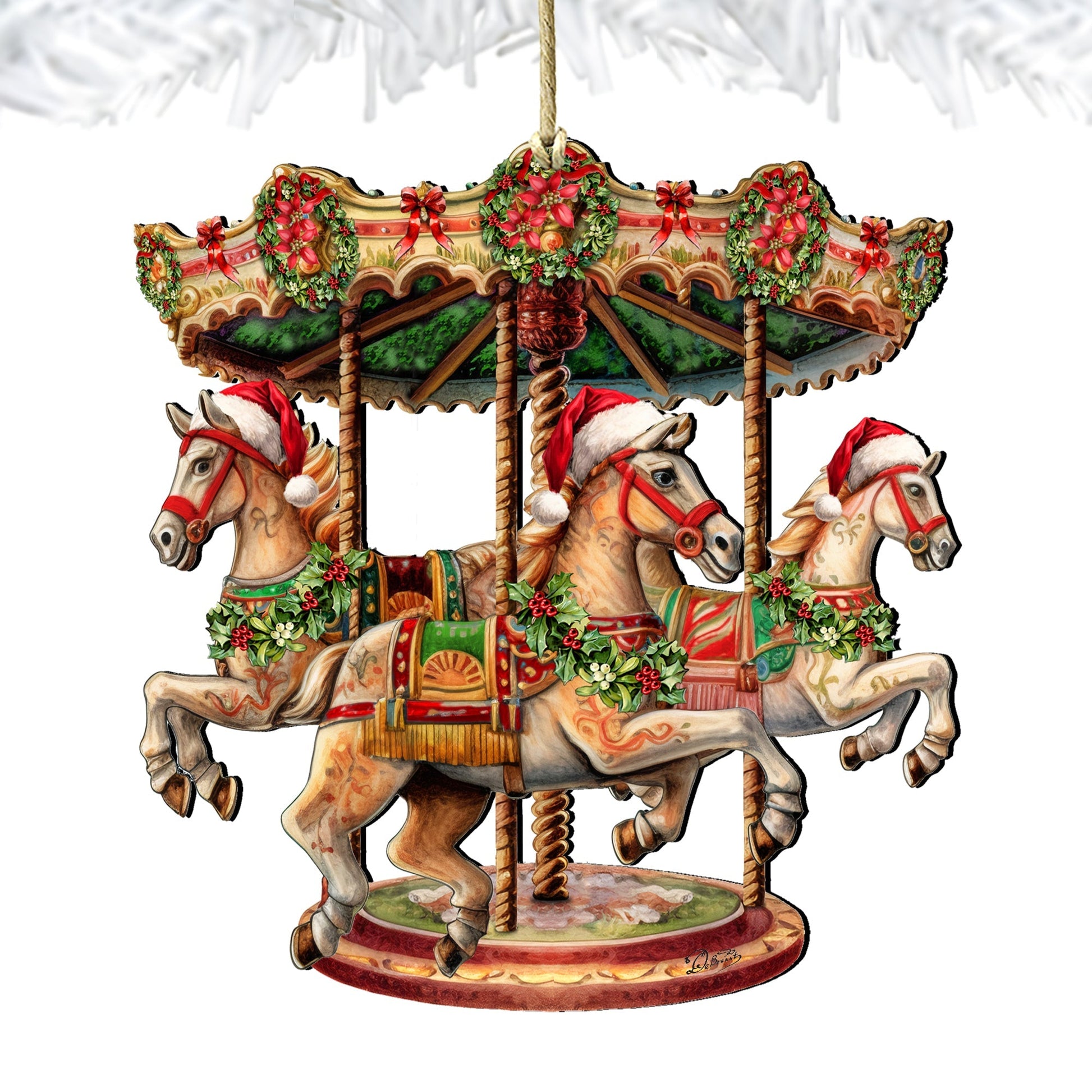 Christmas Carousel Wooden Ornaments by G. Debrekht Christmas Decor - 8611030-3