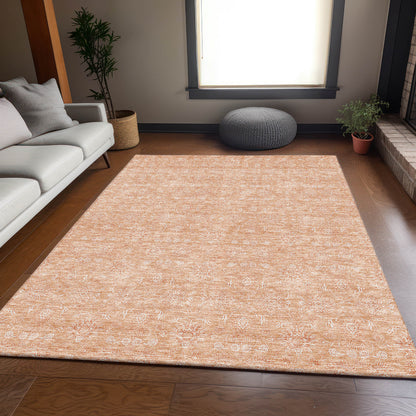 3' X 5' Peach And Ivory Floral Washable Area Rug With UV Protection-3