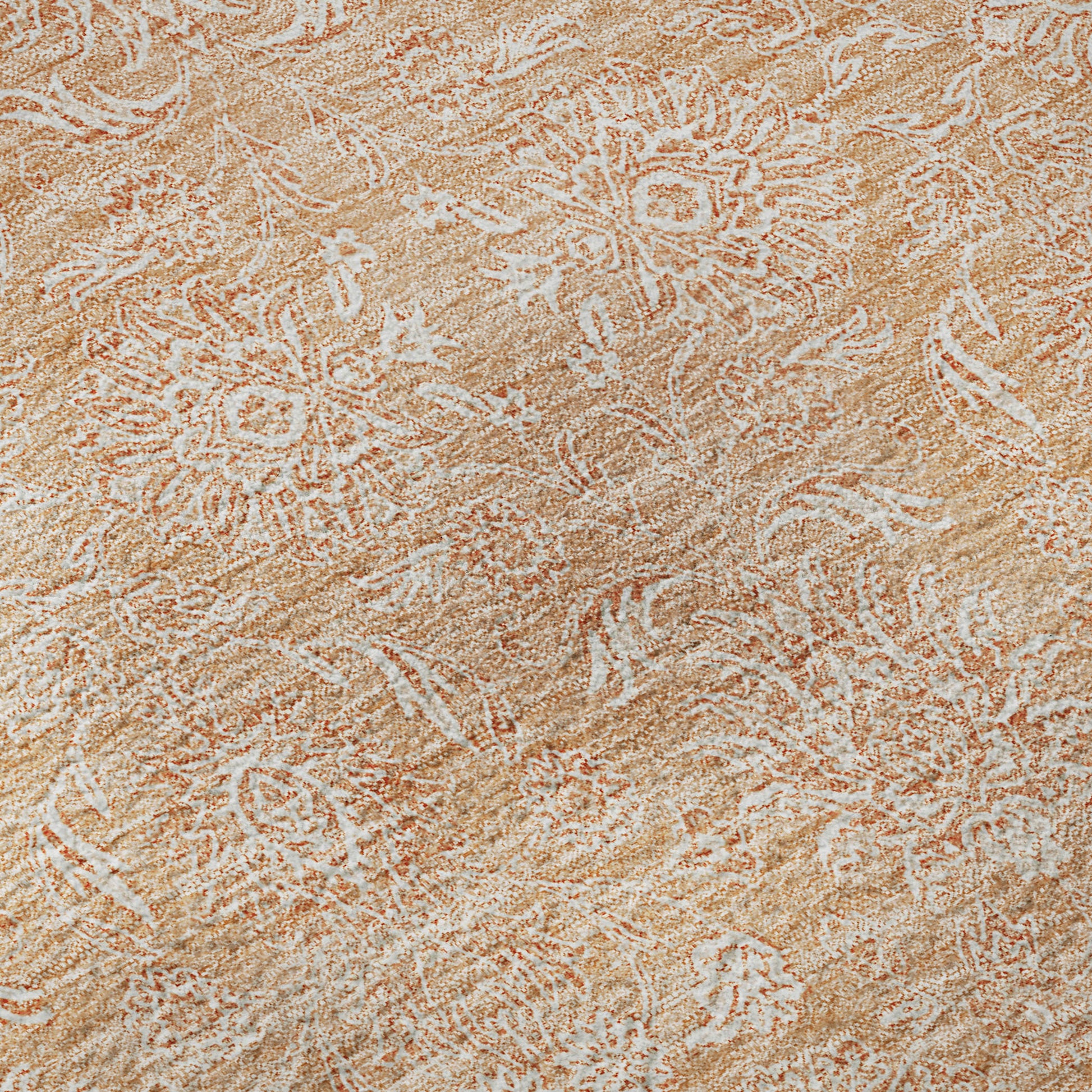 3' X 5' Peach And Ivory Floral Washable Area Rug With UV Protection-0