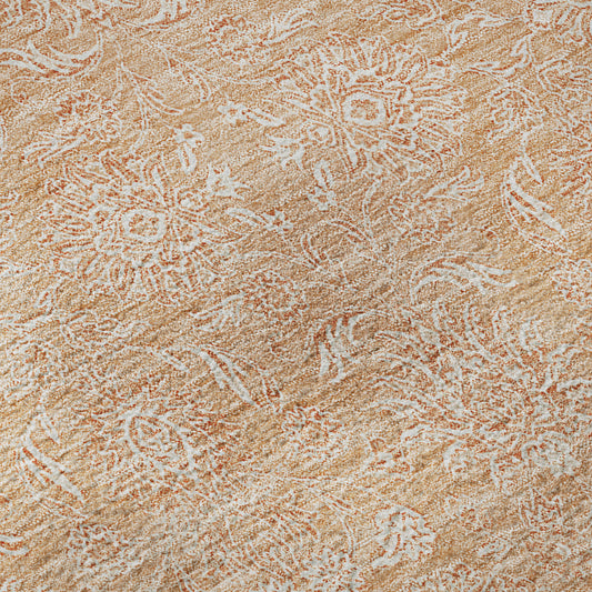 3' X 5' Peach And Ivory Floral Washable Area Rug With UV Protection-0