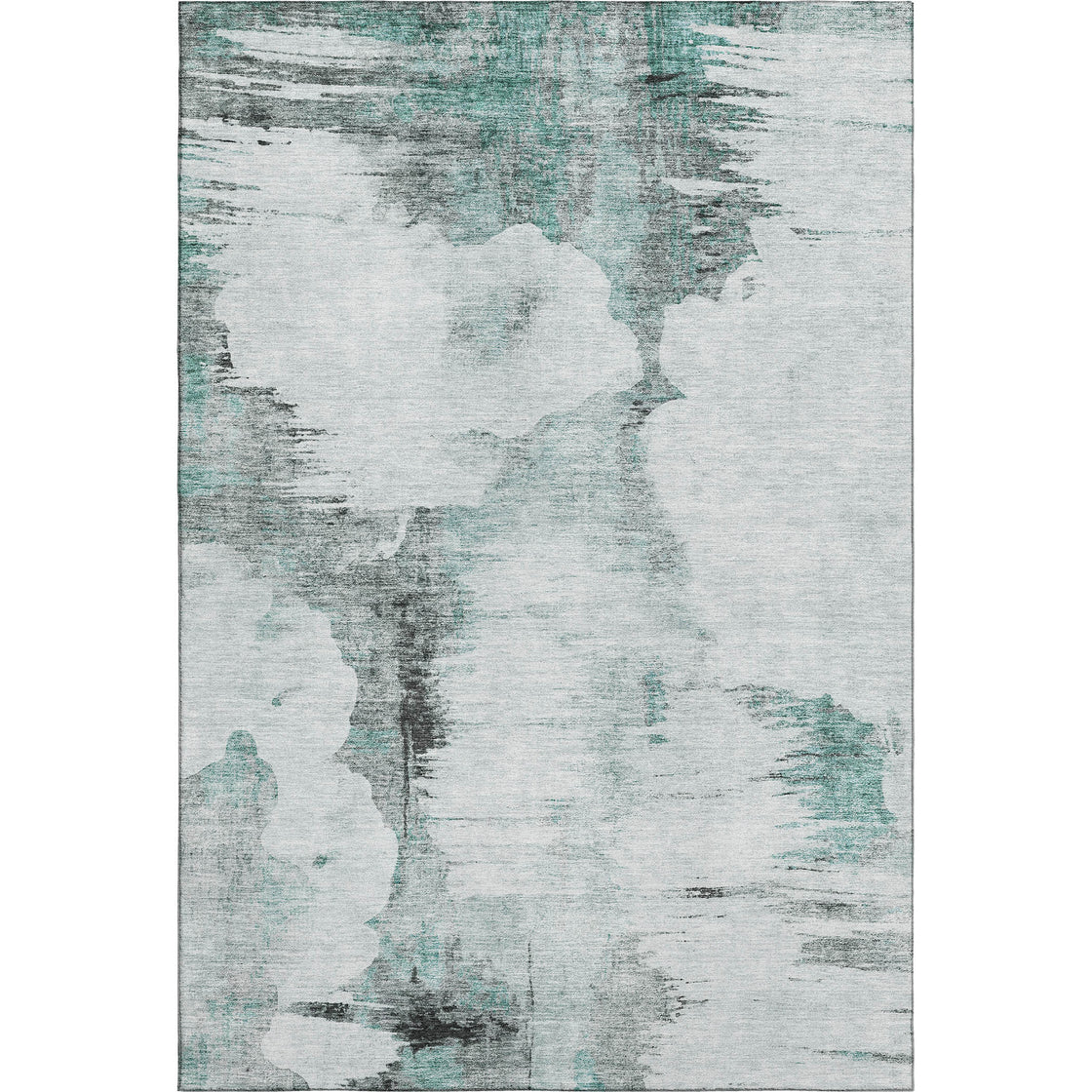 5' X 8' Teal Gray And Ivory Abstract Washable Area Rug With UV Protection-5