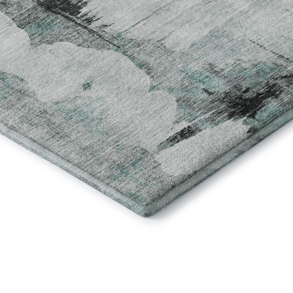 5' X 8' Teal Gray And Ivory Abstract Washable Area Rug With UV Protection-8