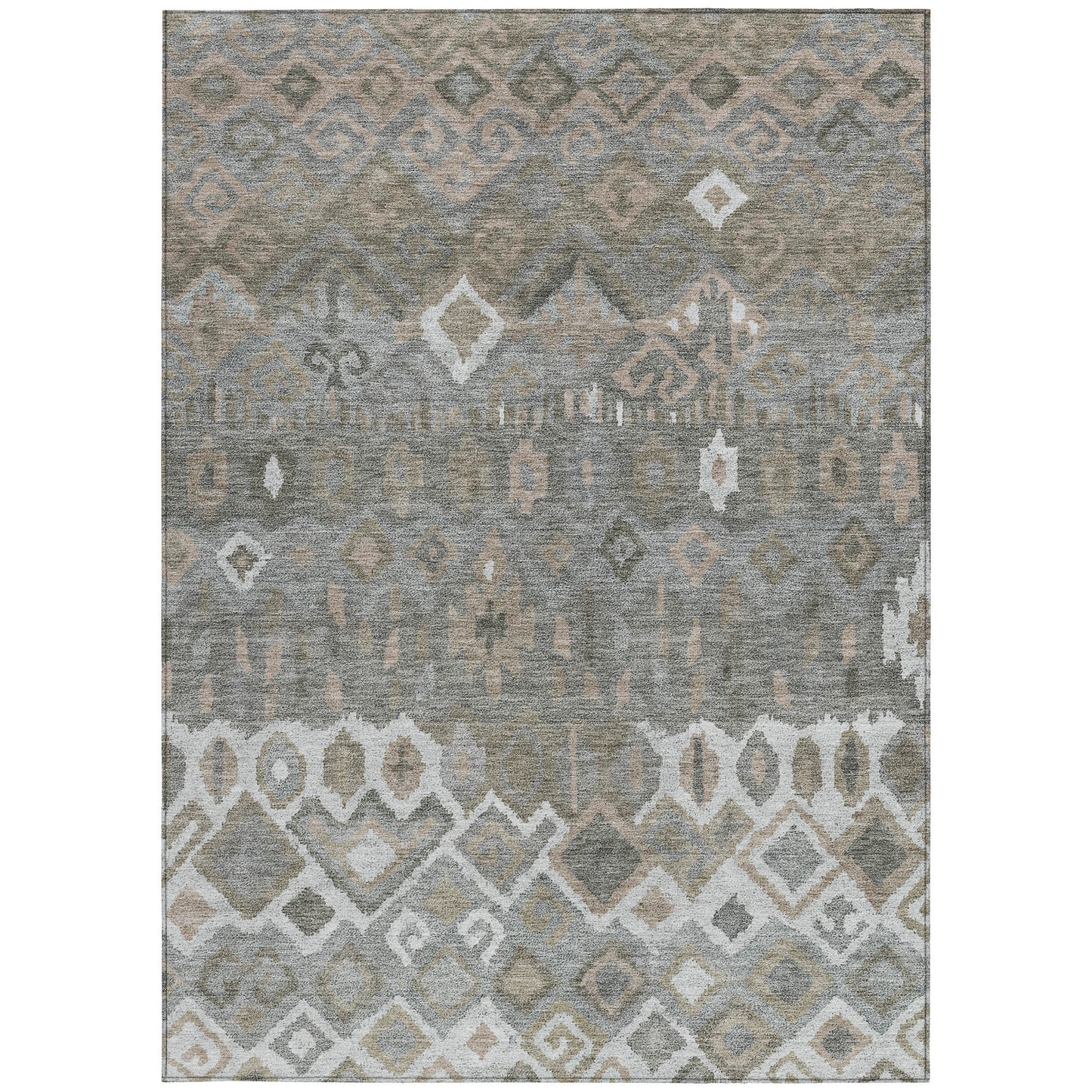 8' X 10' Pewter Ivory And Tan Geometric Washable Indoor Outdoor Area Rug-4