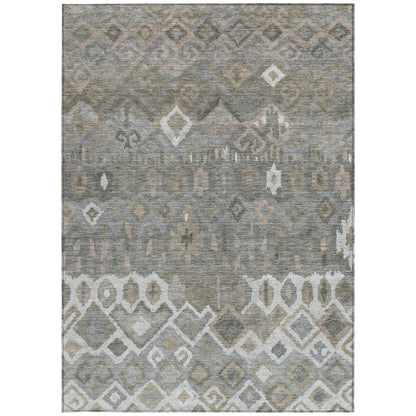 8' X 10' Pewter Ivory And Tan Geometric Washable Indoor Outdoor Area Rug-4