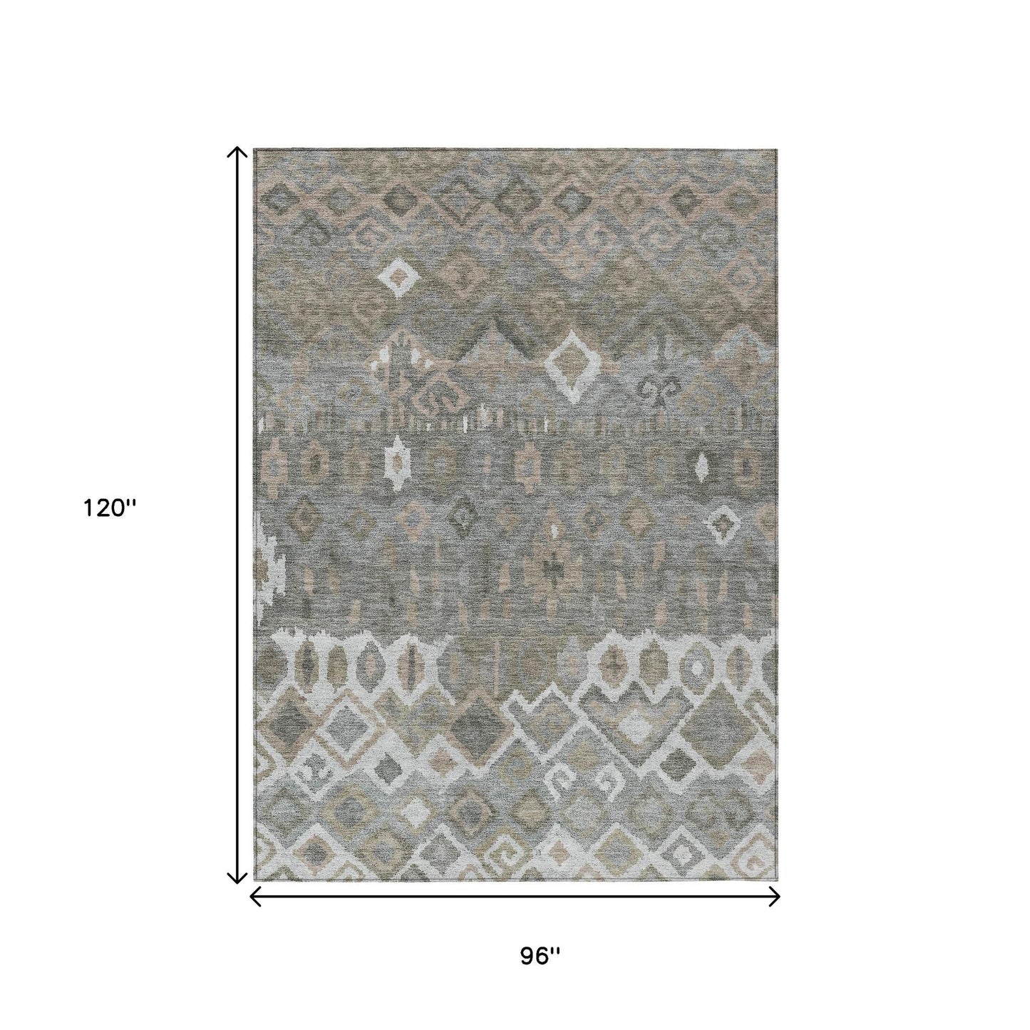 8' X 10' Pewter Ivory And Tan Geometric Washable Indoor Outdoor Area Rug-2