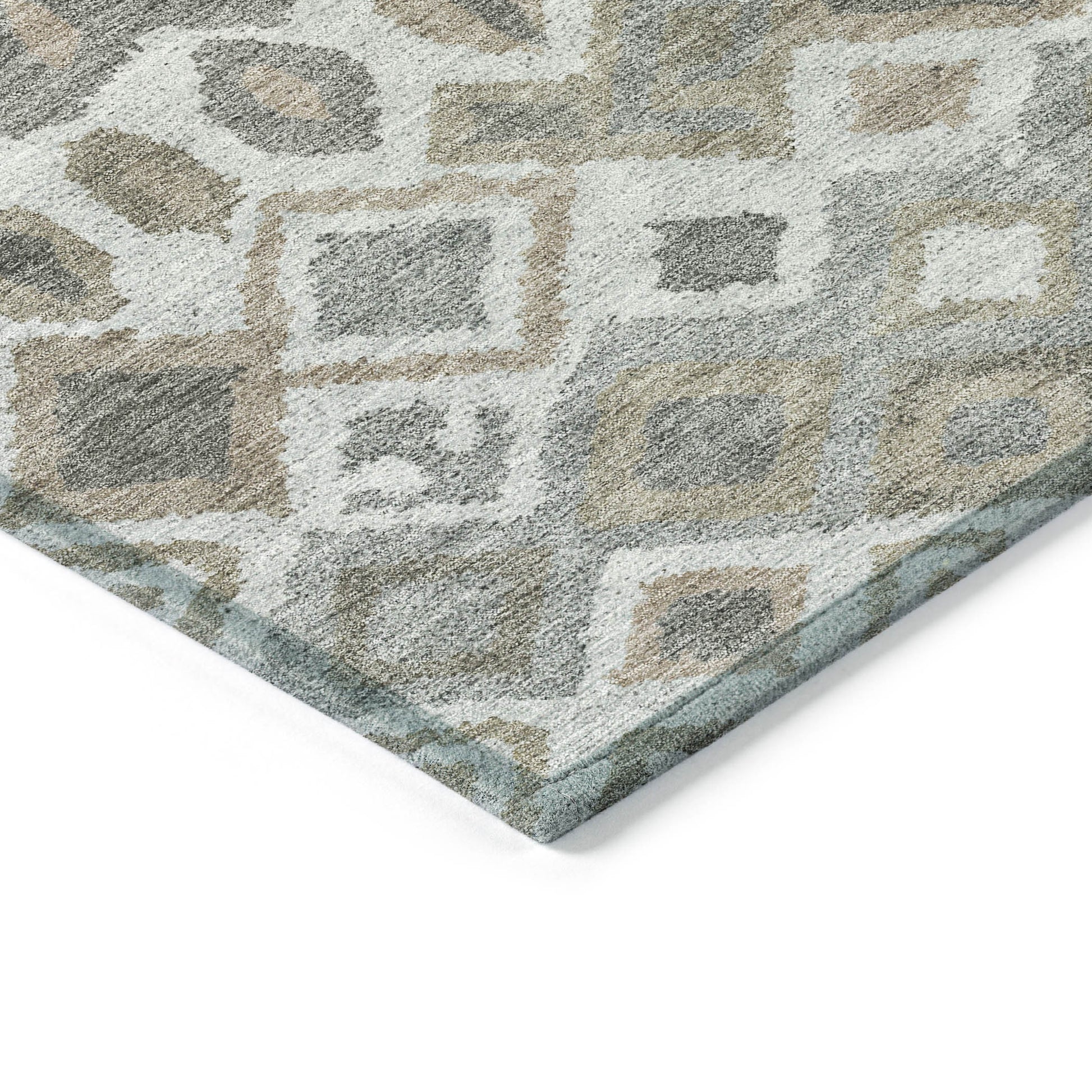 8' X 10' Pewter Ivory And Tan Geometric Washable Indoor Outdoor Area Rug-6