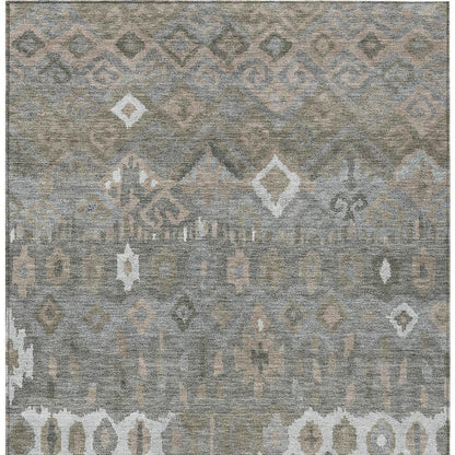 8' X 10' Pewter Ivory And Tan Geometric Washable Indoor Outdoor Area Rug-3