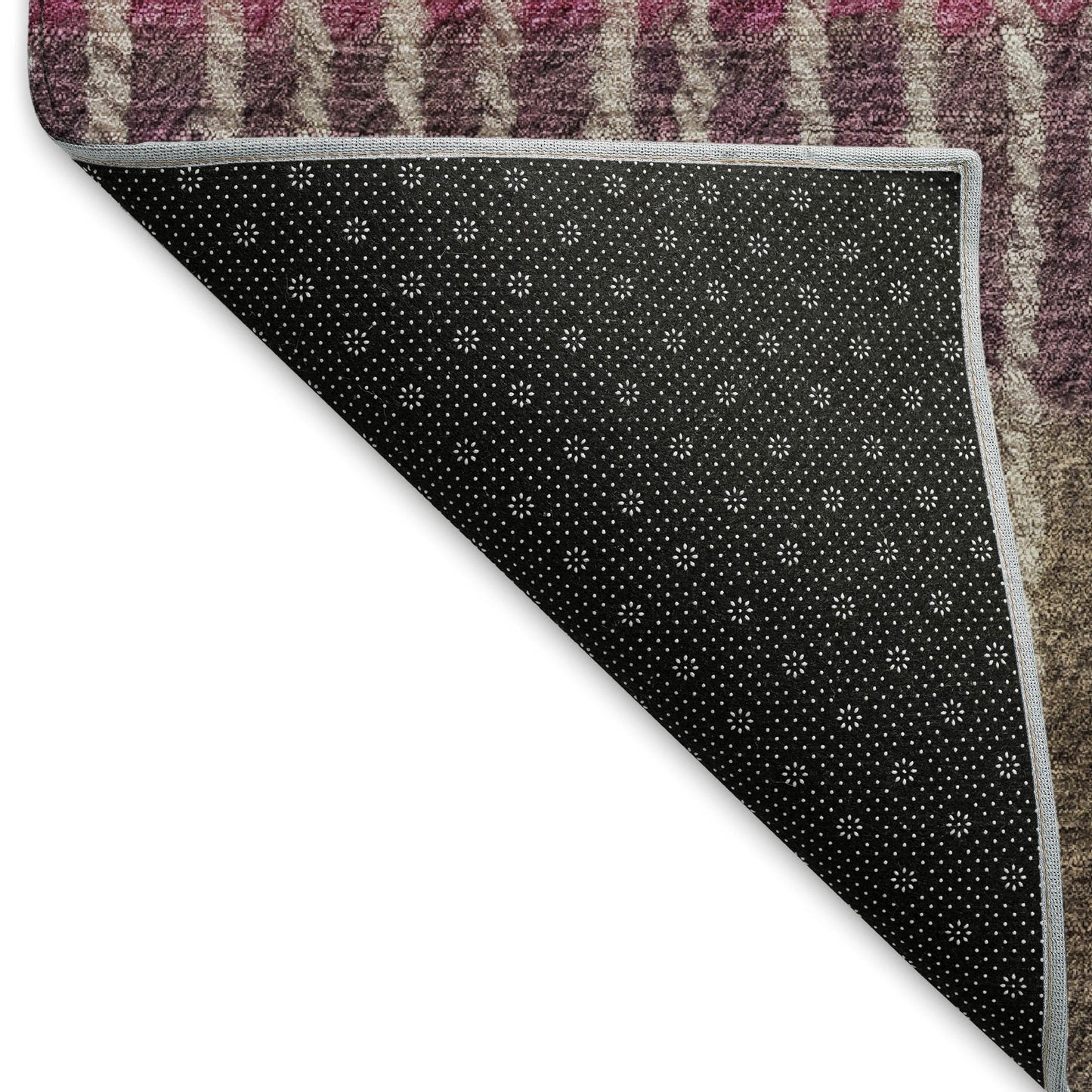 8' X 10' Chocolate Orange And Pink Striped Washable Indoor Outdoor Area Rug-3