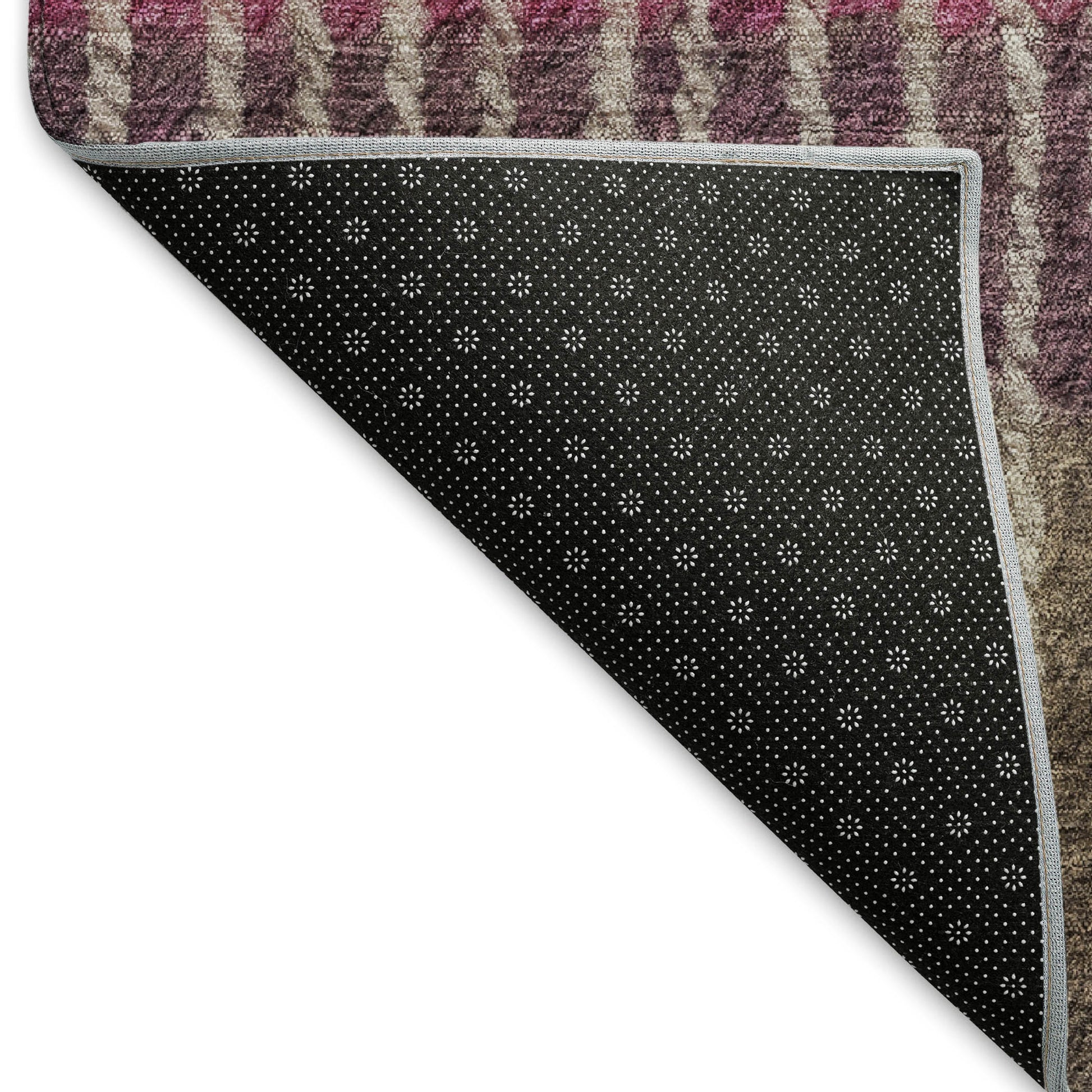 8' X 10' Chocolate Orange And Pink Striped Washable Indoor Outdoor Area Rug-3